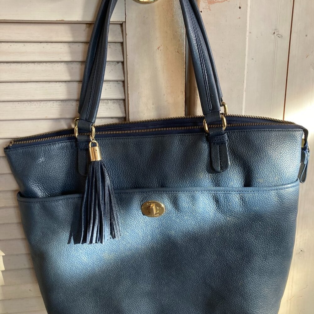 Leather cobalt blue bag Tommy Hilfiger